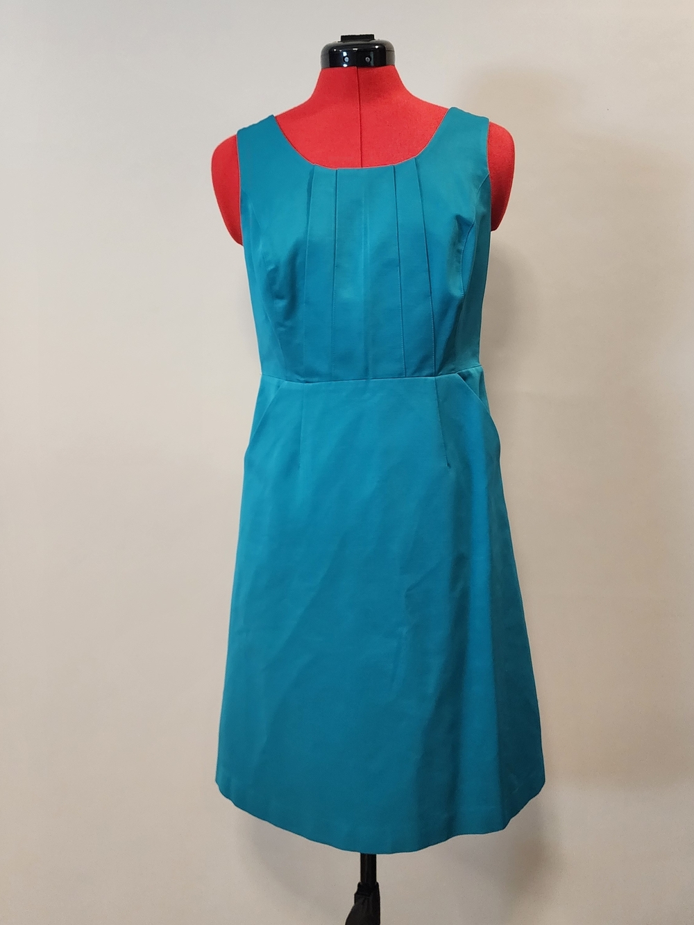The Limited Teal Sleeveless Pleated A-Line Dress With Pockets